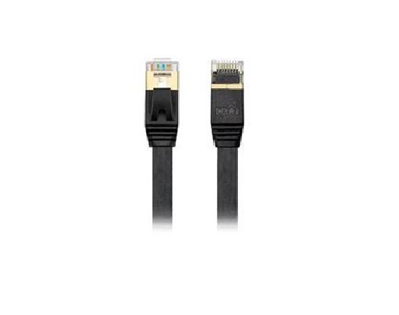 Edimax 0.5M Black 10GbE Shielded CAT7 Network Cable – Flat 100% Oxygen-Free Bare Copper Core, Alum-Foil Shielding, Grounding Wire, Gold Plated RJ45